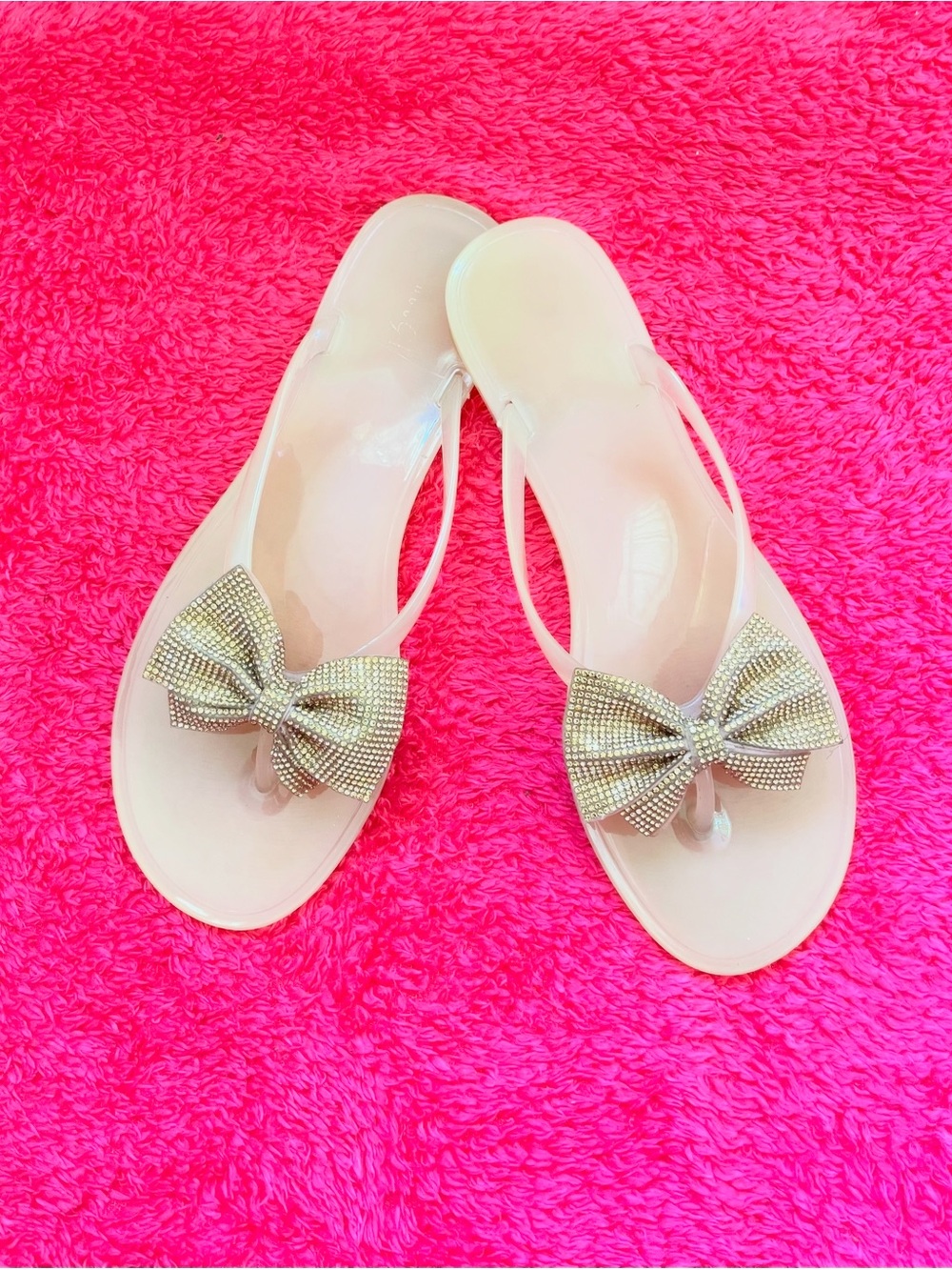 Women’s Rhinestone Bowtie Flip Flops Jelly Thong Sandals